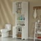 Basicwise Modern White Standing Bathroom Tall Linen Tower Storage Cabinet, Wide QI004475L.WT - alternate 6